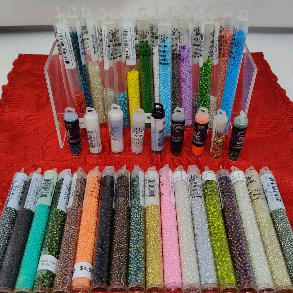 Huge Lot Of 45 Miyuki's Seed Beads Brand New N Opened Different Sizes N Colors